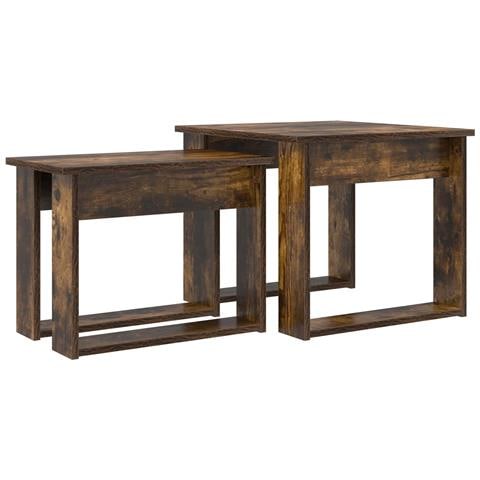 Set di Tavolini da Caffè 2 pcs Rovere fumé Legno multistrato - Foto 1