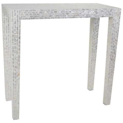 Mobile Da Ingresso In Legno Rifinito In Capiz Grigio 81x36x76h - Foto 1