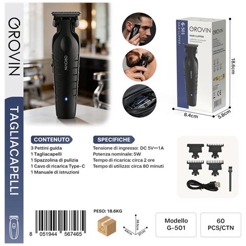 Rasoio Elettrico Barba Ricaricabile Professionale Tagliacapelli Regolabarba - Foto 3