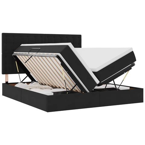 Letto con luci a strisce a LED Nero 200 x 200 cm Velluto - Foto 1