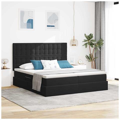Letto con luci a strisce a LED Nero 200 x 200 cm Velluto - Foto 2