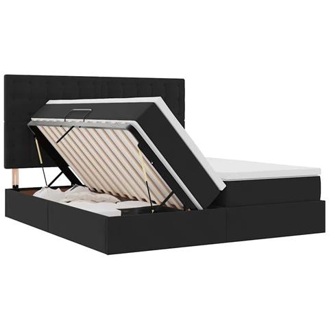 Letto con luci a strisce a LED Nero 200 x 200 cm Velluto - Foto 9