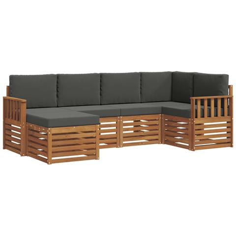 Set divani 6 pcs Naturale e Antracite Legno di Acacia Massello - Foto 1
