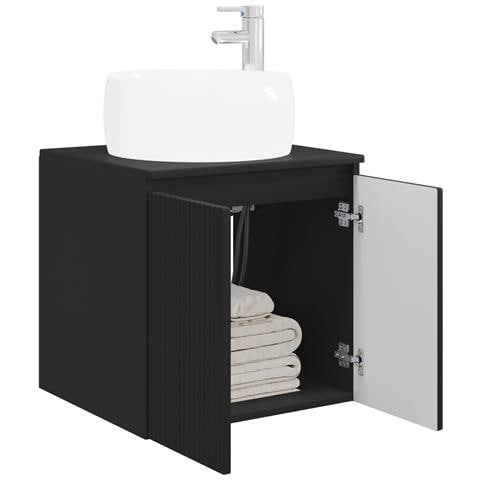 Mobile Lavabo da Parete Nero 49,5 x 44,5 x 66 cm - Foto 2
