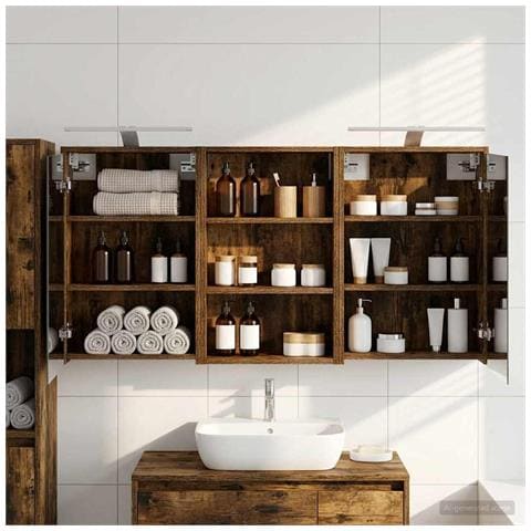 Set di Armadi da Bagno con lo scaffale 3 pcs 126 x 16 x 62.5 cm - Foto 2