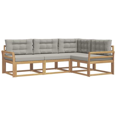 Set di divani da esterno 3 pcs Bianco e Grigio Chiaro - Foto 1