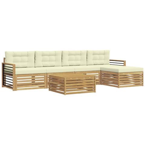 Set di divani da esterno 7 pcs Bianco e Crema Poliestere - Foto 1