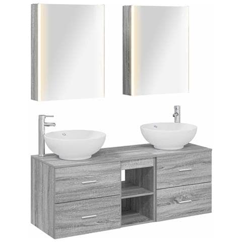 Set di mobili per il bagno 5 pcs Sonoma grigio - Foto 1