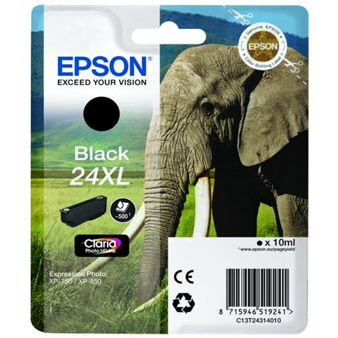 C13T24314022 Cartuccia Ink Originale 24XL Nera per XP-750 Capacità 500 Pagine  - Foto 1