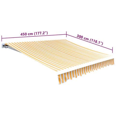 Tendone Parasole in Tela Arancione e Bianco 450x300 cm - Foto 2
