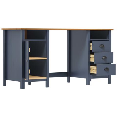 Scrivania Hill Grigia 150x50x74 cm in Massello di Pino - Foto 2