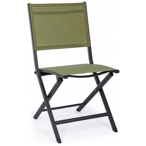 Sedia Per Esterno In Alluminio Antracite Verde Elin 47x57x H88 Cm - Foto 1