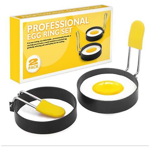 Set di 4 stampi per uova in acciaio inox 4 pezzi per la colazione e la piastra per la cucina con manici in silicone 