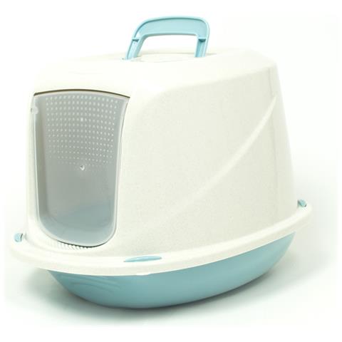 Lettiera Toilette Per Gatti Con Coperchio E Sportello 45x36x32,5cm Mod 700098 Azzurro - Foto 1