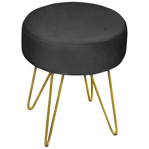 Pouf Salotto Camera Rotondo Design Moderno Modello Velvet In Tinta Unita Vari Colori Pouf Nero - Foto 1