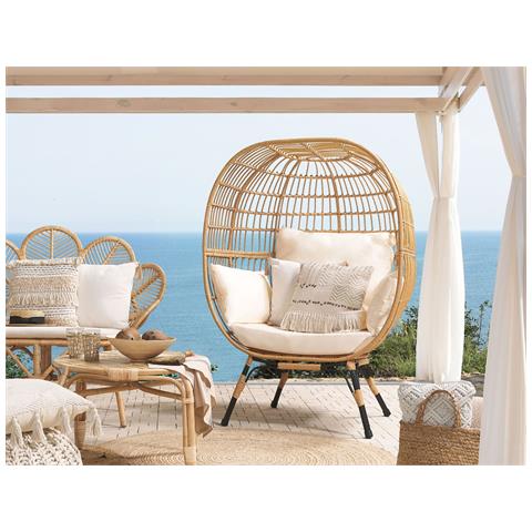 Poltrona Rattan Naturale Nero E Beige Veroli - Foto 1