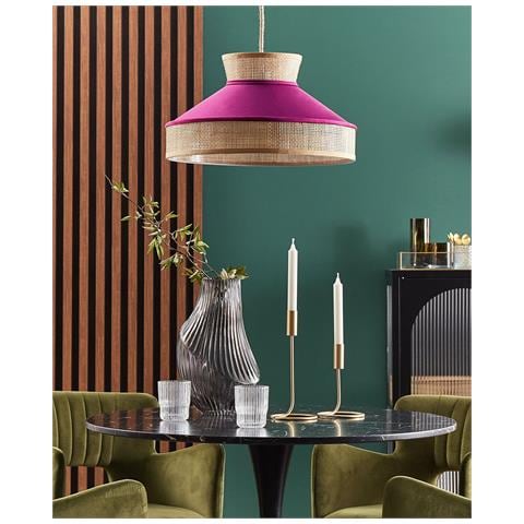 Lampadario Batali Rattan Fucsia - Foto 1