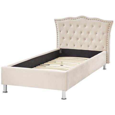Letto Singolo Velluto Beige 90 X 200 Metz - Foto 7
