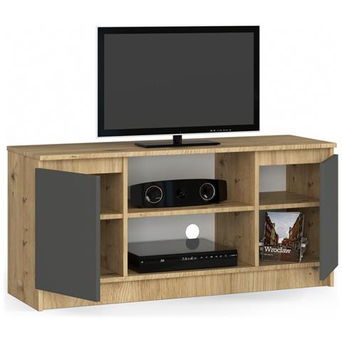 Mobiletto TV, 2 ante, 120x40x55 cm, Colore Quarcia Artisan e Grigia Grafite - Foto 2
