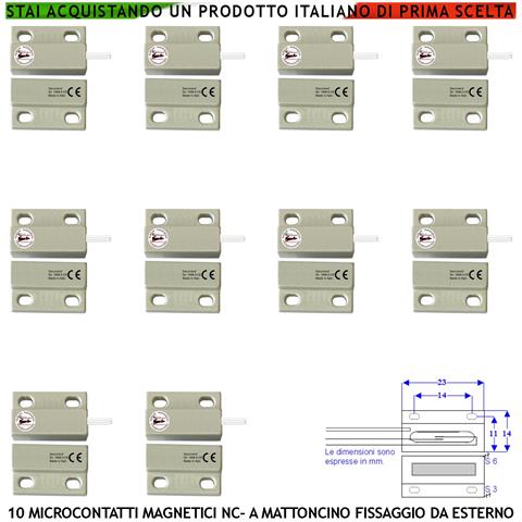 Mini Sensore Magnetico Nc 10 Pezzi Bianchi Per Antifurto Infissi Tensione Max 100 V Corrente 1 A Reed In Ampolla Sotto - Foto 1