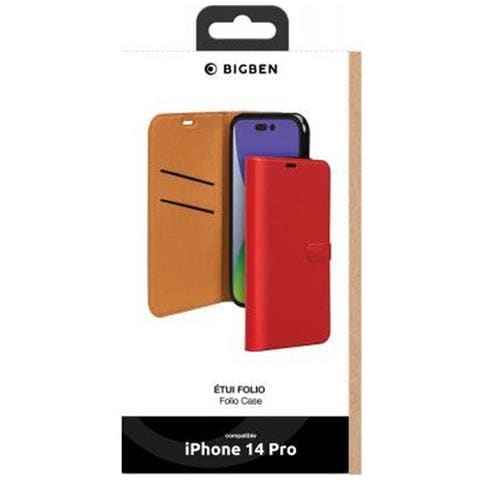 Custodia Per Iphone 14 Pro Folio Wallet Con Linguetta Magnetica, Rosso - Foto 2