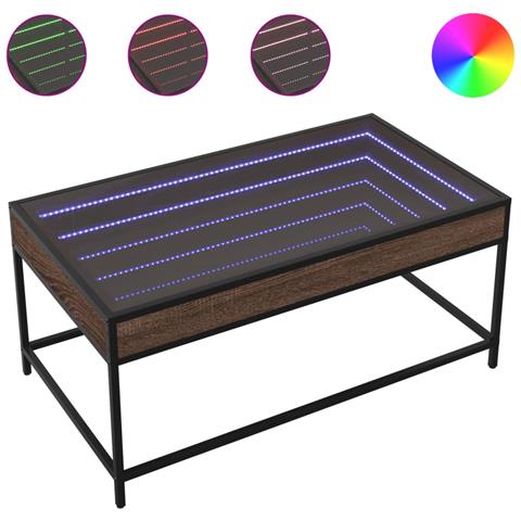 Tavolino Da Salotto Con Led Infinity Rovere Marrone 90x50x41 Cm - Foto 2