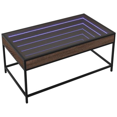 Tavolino Da Salotto Con Led Infinity Rovere Marrone 90x50x41 Cm - Foto 3