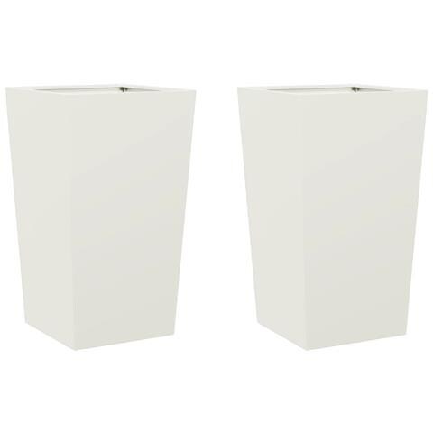 Fioriere da Giardino 2 pz Bianche 45x45x75 cm in Acciaio - Foto 1