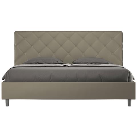 Letto Contenitore Imbottito 180x210 Similpelle Cappuccino Priya - Foto 1