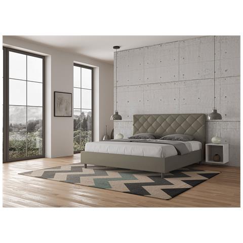 Letto Contenitore Imbottito 180x210 Similpelle Cappuccino Priya - Foto 5
