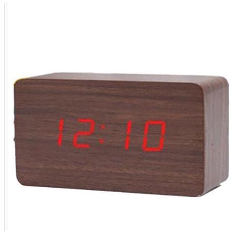 Sveglia Orologio Digitale Led Effetto Legno Con Suono Allarme E Temperatura 1295 - Foto 1