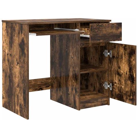 Scrivania Rovere Fumo 86x49x76 cm in Legno Multistrato - Foto 2