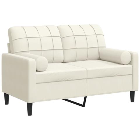 Divano A 2 Posti Con Cuscini Crema 120 Cm In Velluto - Foto 2