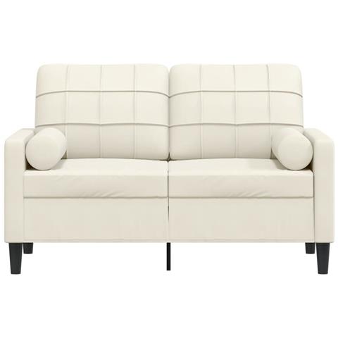 Divano A 2 Posti Con Cuscini Crema 120 Cm In Velluto - Foto 3