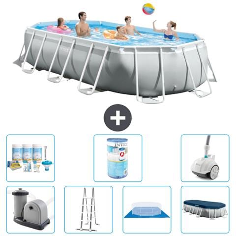 Piscina Fuori Terra - Ovale - 503x274x122 Cm - Grigio - Include Accessori Coordinati A2584 - Foto 1