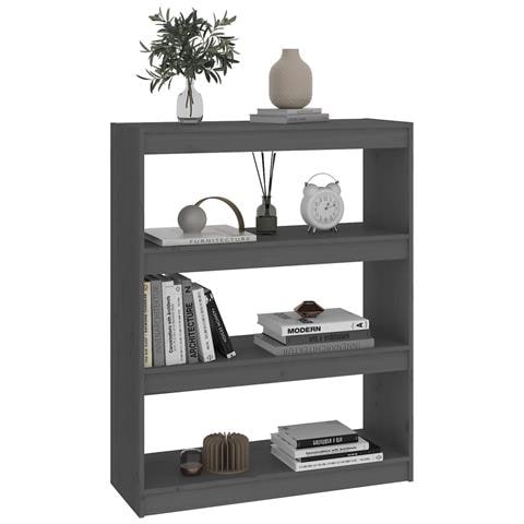 Libreria /divisorio Grigio 80x30x103,5 Cm In Massello Di Pino - Foto 2