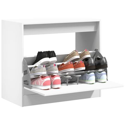 Lusso Casadino -  Scarpiera Bianca 80x42x69 Cm In Legno Multistrato - Foto 8