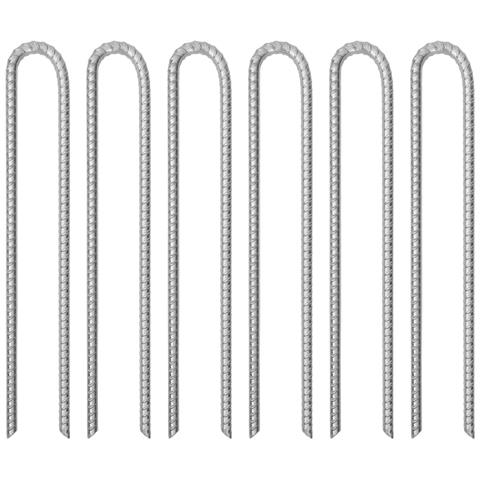 Picchetti Tenda 6pz a Forma di U 41,5 cm Ø12 mm Acciaio Zincato - Foto 1