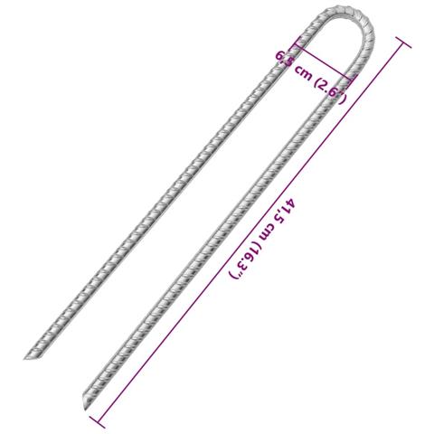 Picchetti Tenda 6pz a Forma di U 41,5 cm Ø12 mm Acciaio Zincato - Foto 5