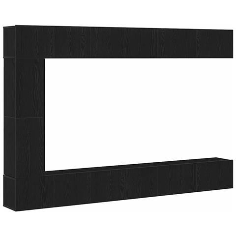 Set di mobili TV da 7 pezzi a muro in legno ingegnerizzato rovere nero - Foto 1