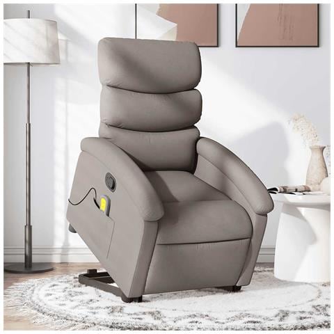 Poltrona Alzapersona Massaggiante Reclinabile Tortora Tessuto - Foto 2