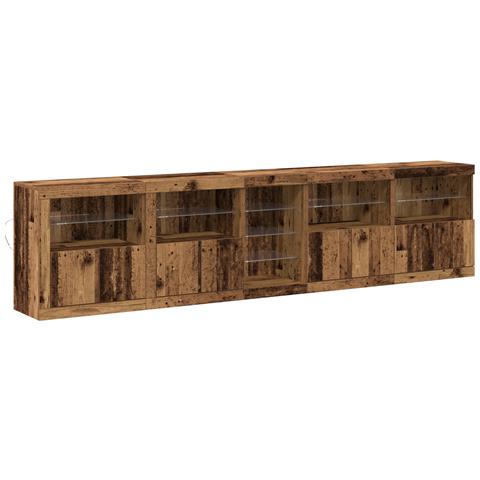 Credenza con luci LED Legno vecchio 283x37x67 cm Legno ingegnerizzato - Foto 1