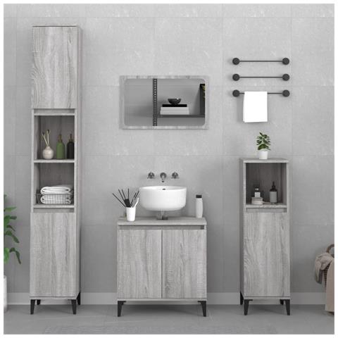 Set Mobili da Bagno 3 pz Grigio Sonoma in Legno Multistrato - Foto 2