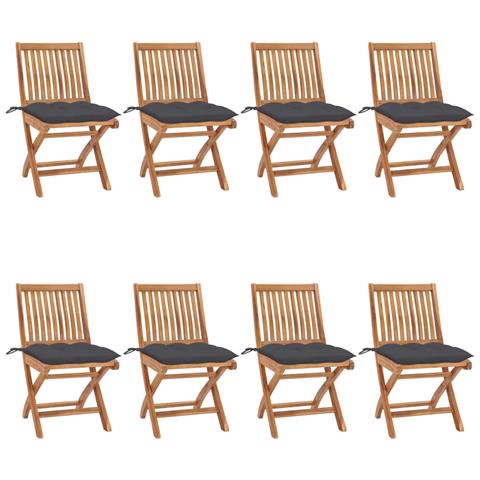 Lusso Casadino -  Sedie Da Giardino Pieghevoli Con Cuscini 8 Pz Massello Di Teak - Foto 2