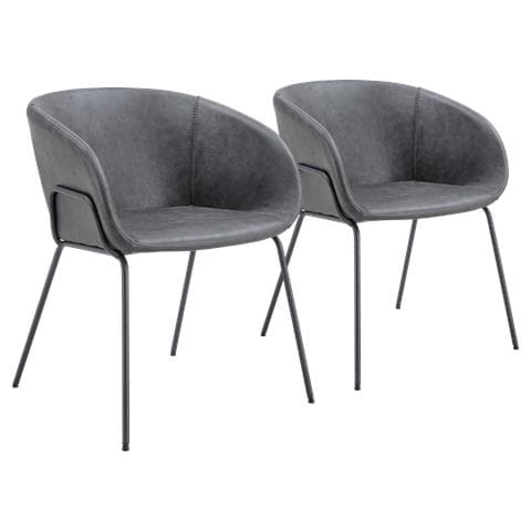 Set Di 2 Sedie In Similpelle Grigio Scuro André - Foto 1