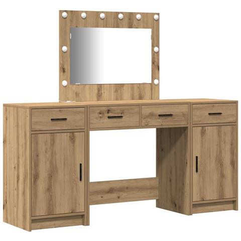 Tavolo da Trucco con cassetto 3 pcs Marrone 40 x 41 x 75 cm - Foto 1