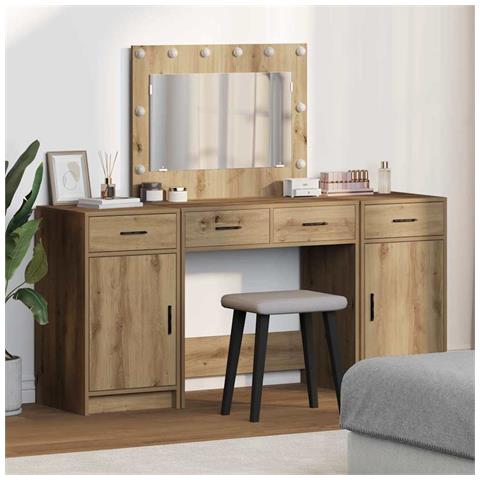 Tavolo da Trucco con cassetto 3 pcs Marrone 40 x 41 x 75 cm - Foto 2