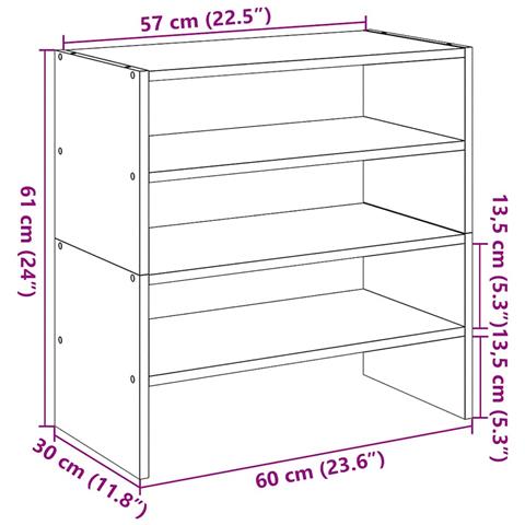 Scarpiere 2 pz Impilabili Rovere Fumo 60x30x30,5 cm - Foto 9
