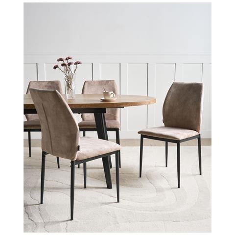 Set Di 4 Sedie Da Pranzo Rocheport Tessuto Tortora - Foto 1