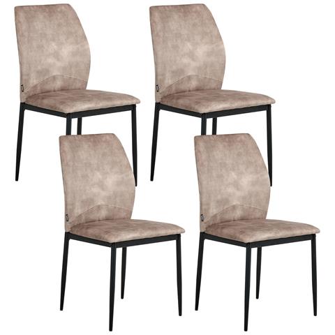 Set Di 4 Sedie Da Pranzo Rocheport Tessuto Tortora - Foto 2